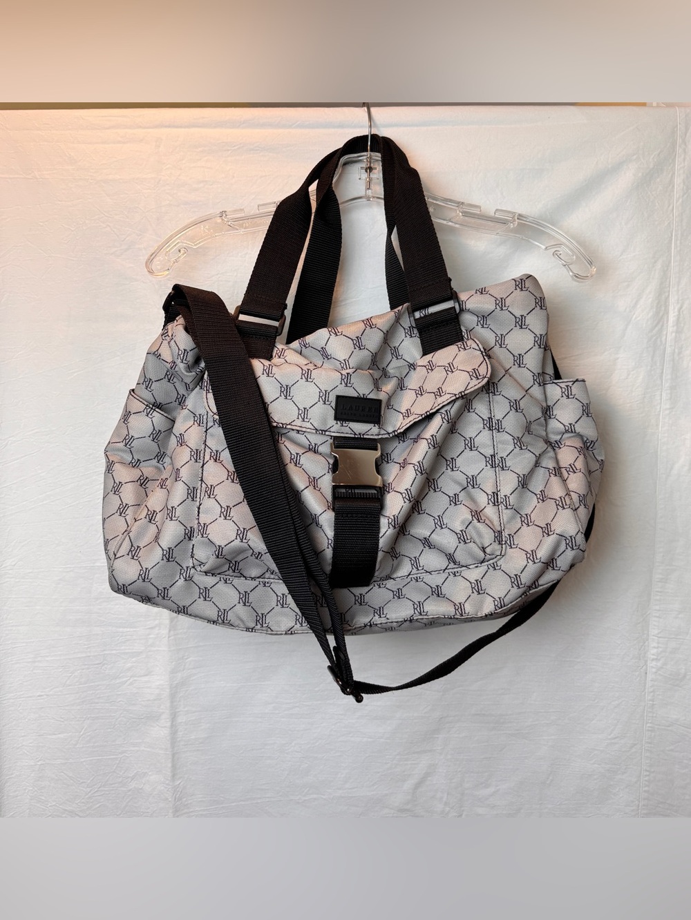 Ralph Lauren RL Monogram Backpack Black & White Nylon